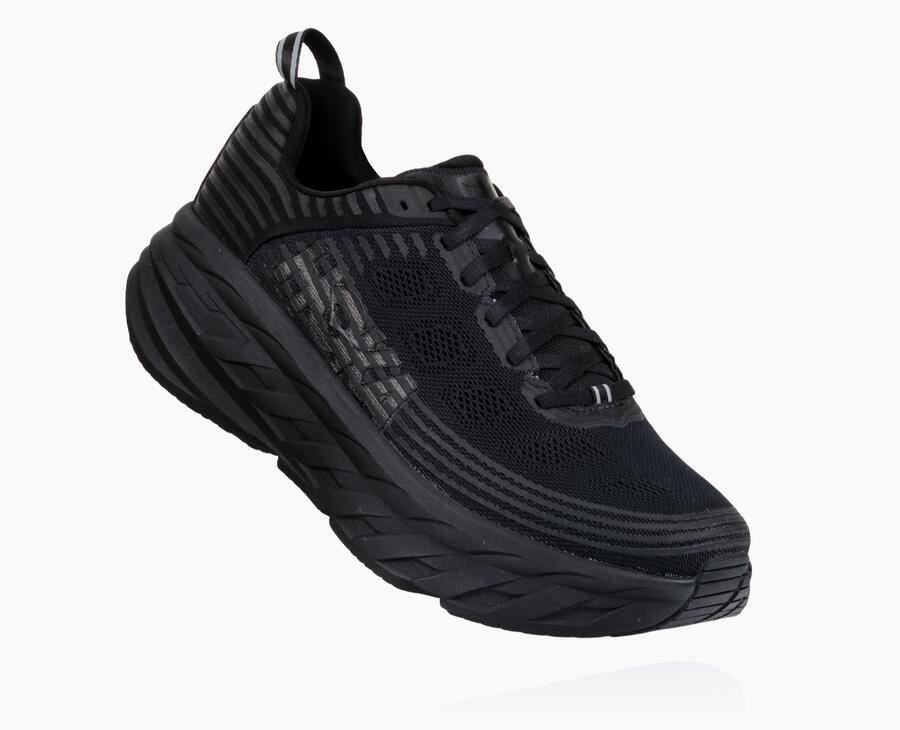 Hoka One One Mens Running Shoes - Bondi 6 - Black - GKBU02891